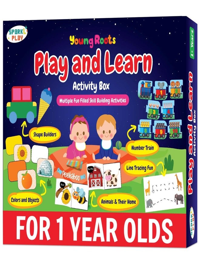 SparkLPlay Activity Box for 1 Year Old Boys & Girls | Birthday Gift for 1 Year Old | 5 Fun Filled Skill Building Activities - Numbers, Colors, Shapes, Peekaboo-Animals, Line Tracing - Image 1